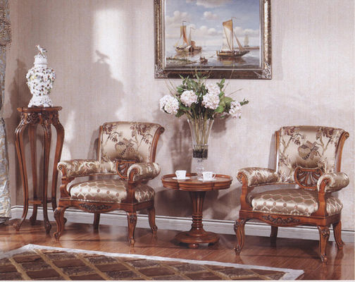 Leaf Gilding French Country Chair Wooden Comfort Leisure Chair For Living Room