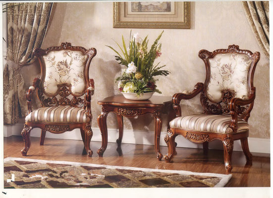 Leaf Gilding French Country Chair Wooden Comfort Leisure Chair For Living Room