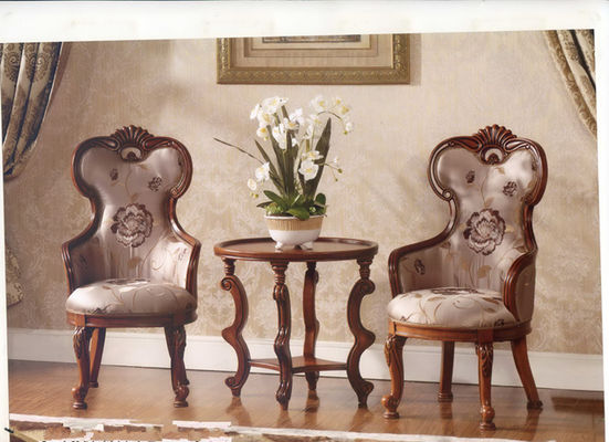 Leaf Gilding French Country Chair Wooden Comfort Leisure Chair For Living Room