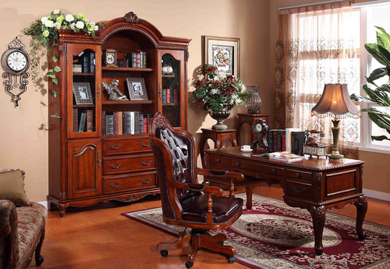 F008 Antique Luxury Original Wood Classic Home Office Desks Corrosion Resistance