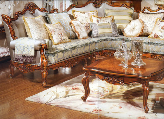 French Carved Wooden Corner Sectional Modular Sofa For Lounge Relax Leisure