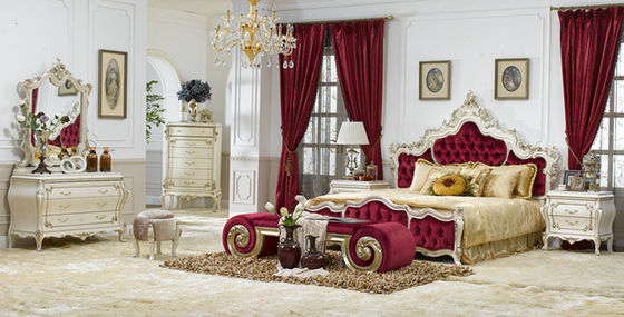 Queen Villa Carved European Style Bedroom Sets Light Luxury Wedding Bedding Sets