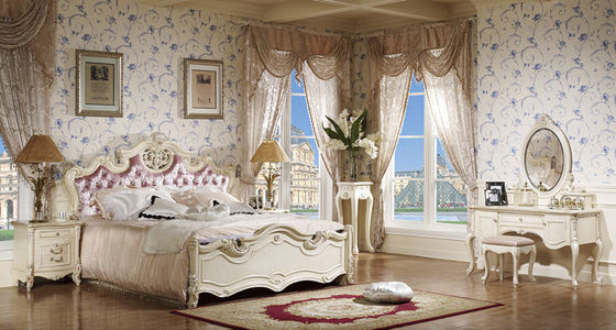 Antique Royal 5PCS Classic Bedroom Furniture Sets Solid Wood European Style Bed