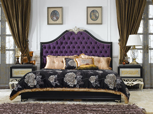 OEM ODM ISO14001 Luxury Style Classic Wooden Bedroom Set 4 Piece Customized