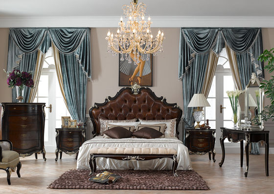 OEM ODM ISO14001 Luxury Style Classic Wooden Bedroom Set 4 Piece Customized