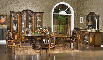 4 Person Home Luxury Wood Dining Room Sets Rococo Antique Carved Dining Chairs