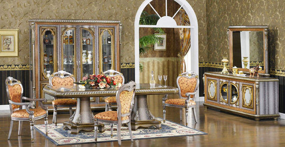 4 Person Home Luxury Wood Dining Room Sets Rococo Antique Carved Dining Chairs