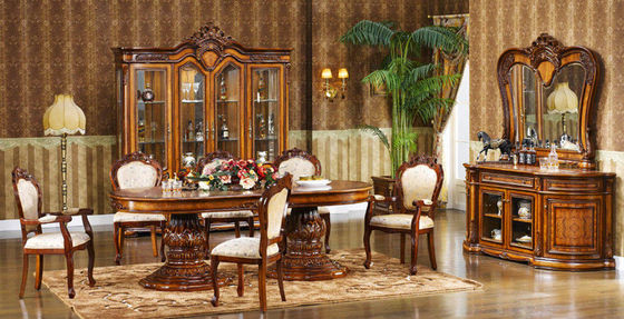 4 Person Home Luxury Wood Dining Room Sets Rococo Antique Carved Dining Chairs