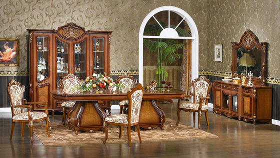 4 Person Home Luxury Wood Dining Room Sets Rococo Antique Carved Dining Chairs