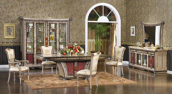 4 Person Home Luxury Wood Dining Room Sets Rococo Antique Carved Dining Chairs