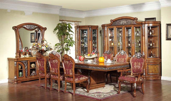 4 Person Home Luxury Wood Dining Room Sets Rococo Antique Carved Dining Chairs
