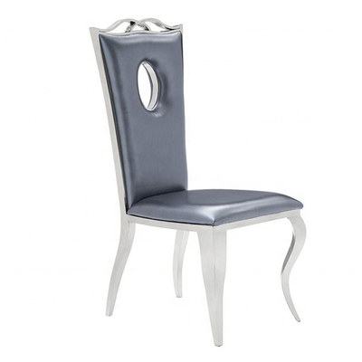 Aesthetic Hole PU Leather Dining Chair With Stainless Steel Frame