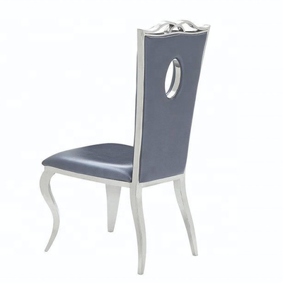 Aesthetic Hole PU Leather Dining Chair With Stainless Steel Frame